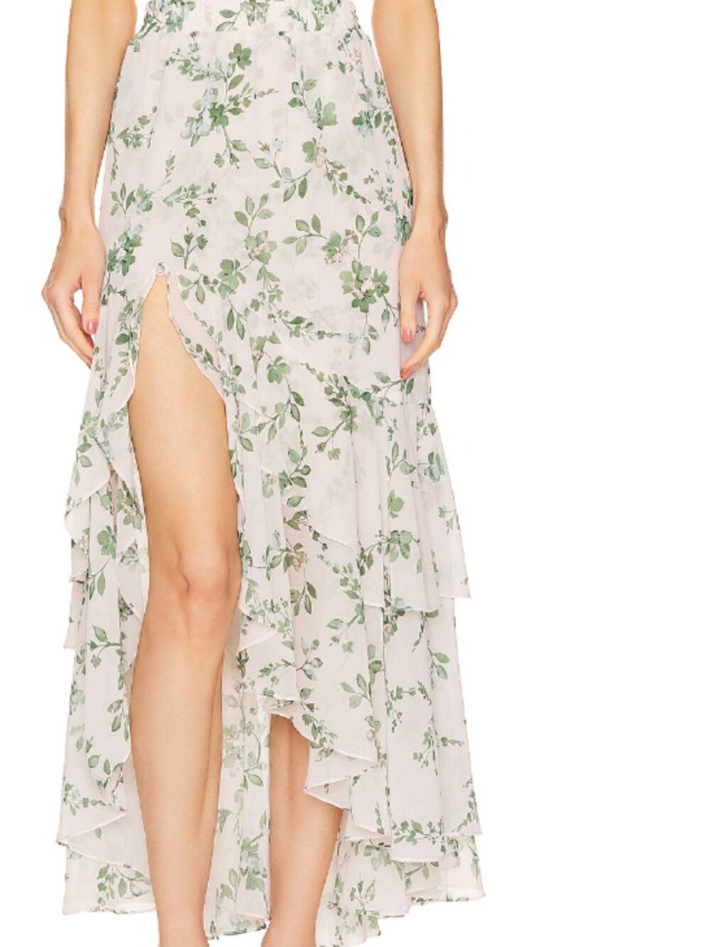 MISA Los Angeles Floral Midi Skirt Ruffled